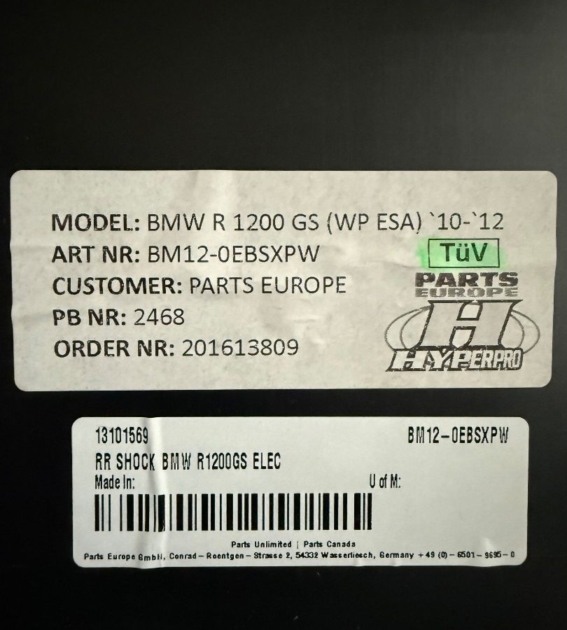 Amortisseur hyperpro esa bmw r1200gs 2010 avant